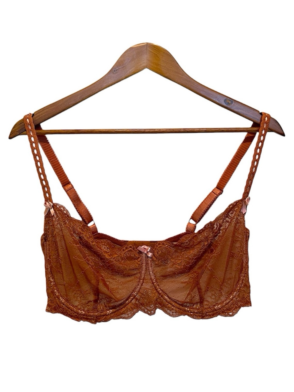 Adore Me Bra Unlined Balconette Rust Orange Wired Lace Size 38DD